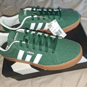 Adidas Men's Forest Green and White Sneakers